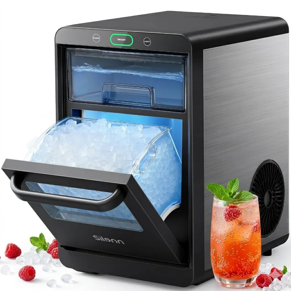 Phiergo Nugget Ice Maker Countertop Pebble Ice Machine