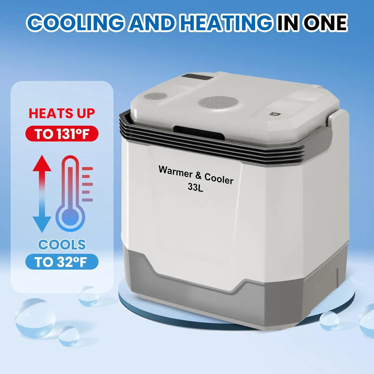 HiMISS Electric Cooler Warmer 12V Portable Car Refrigerator Locking Handle