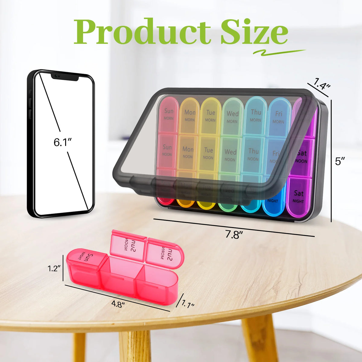 Portable Travel BPA Free Pill Case Waterproof Medicine Weekly Organizer