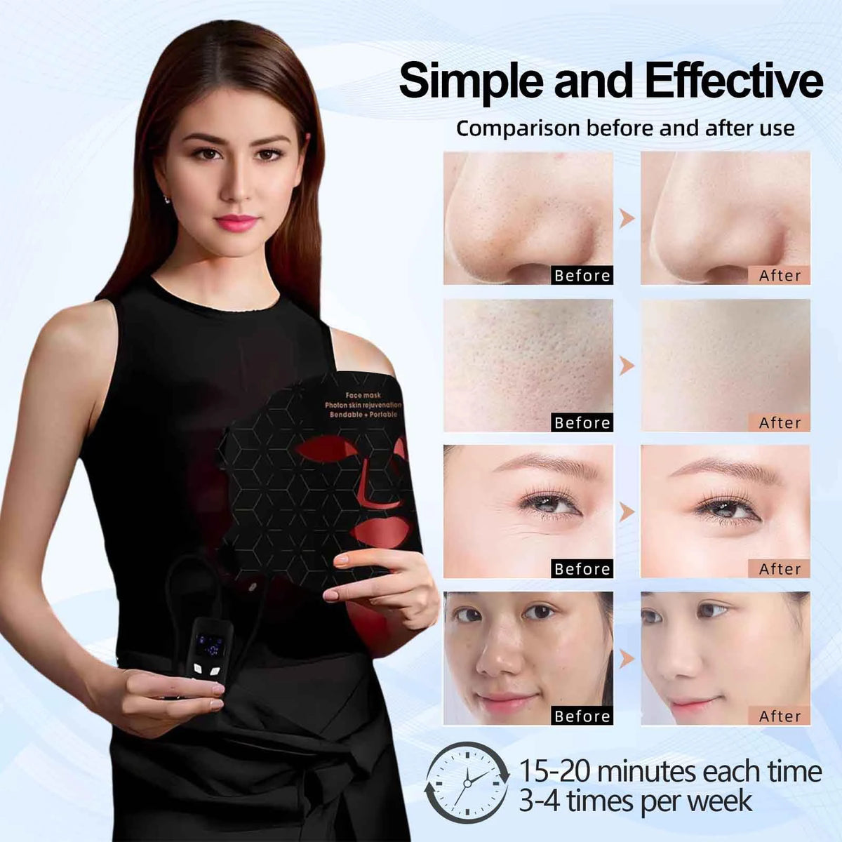Portable Led Face Mask For Red Light Therapy Skin Rejuvenation