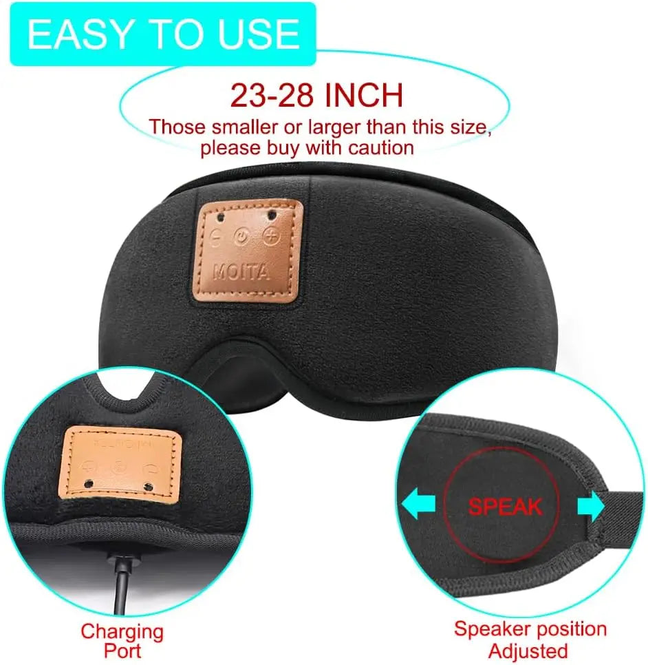 3D Sleep Mask With Built In Speakers And Bluetooth Headphones