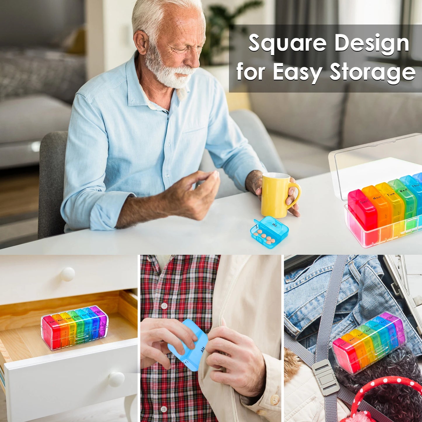 Portable Pill Case 7 Day Waterproof Food Grade Medicine Organizer