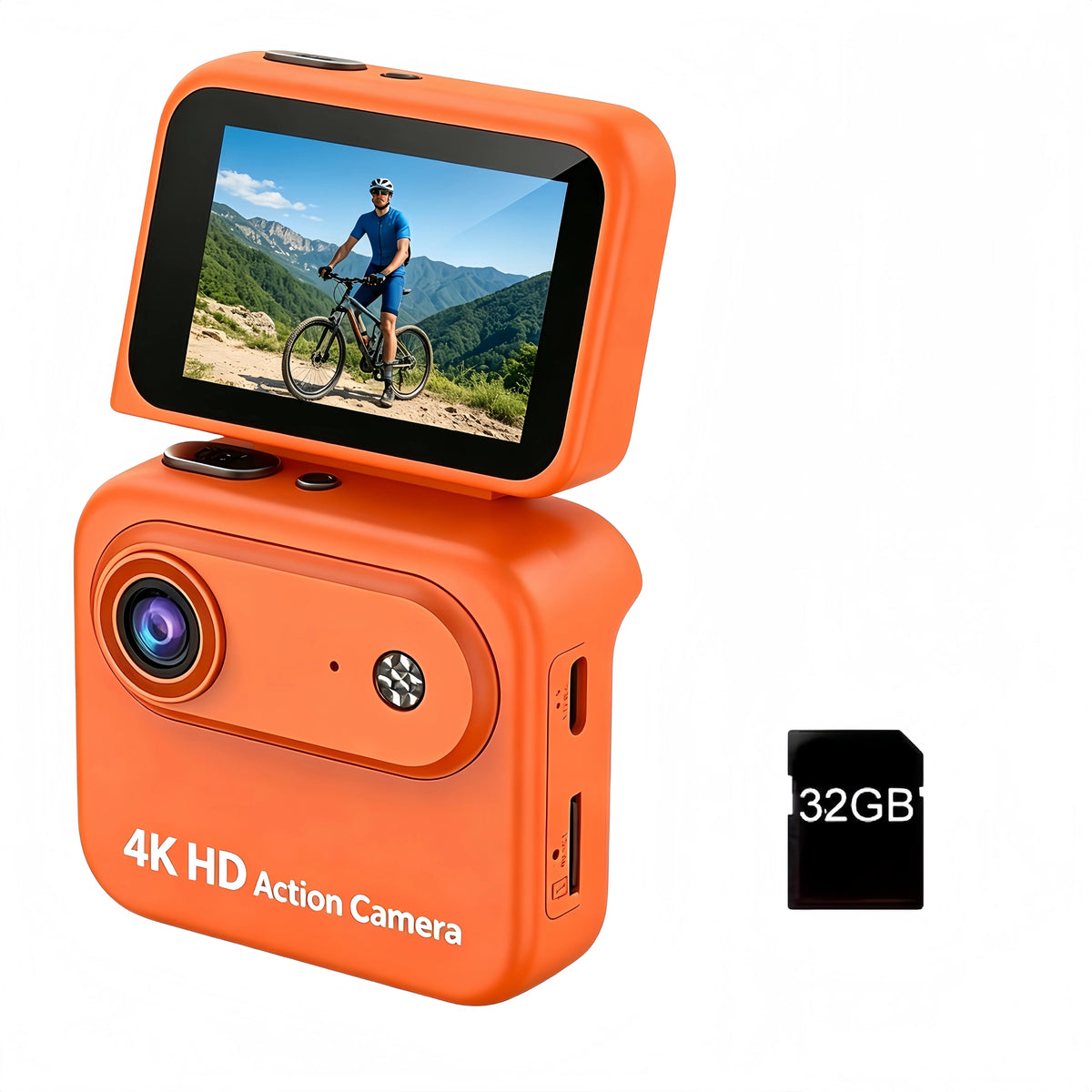 4K Flip Screen Action Camera With Anti Shake Vlogging Recording
