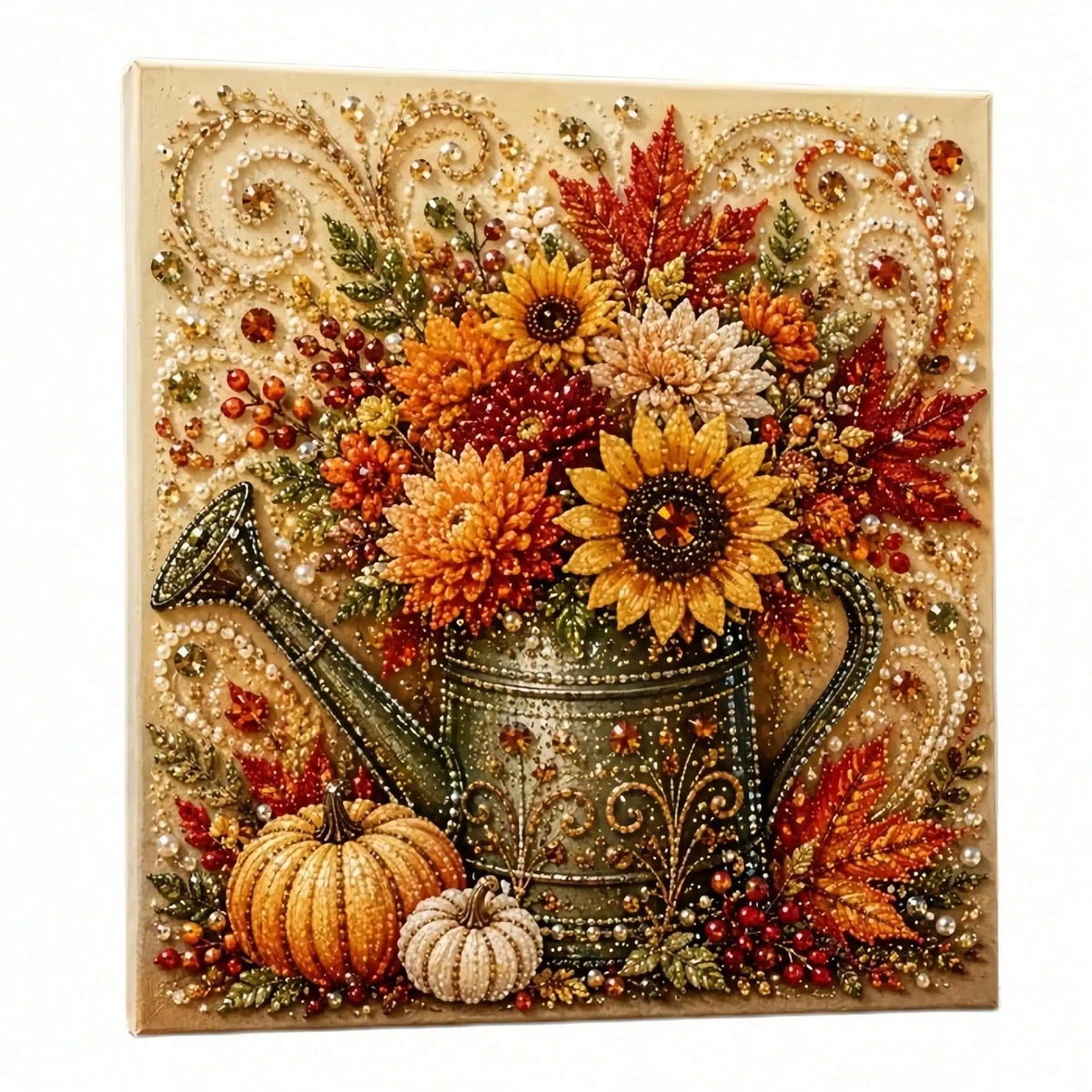 Autumn Pumpkin Pearl 5D Diamond Art Painting Kit for Adults and Beginners