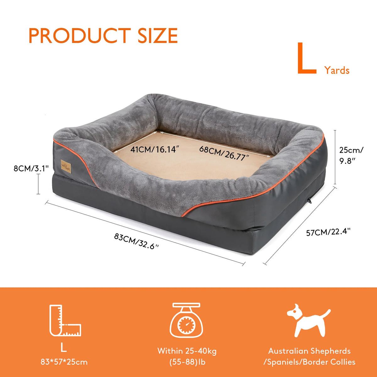BINGOPAW Dog Bed With Removable Washable Cover Soft Foam Comfort