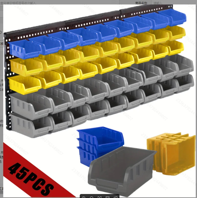 Wall Mounted Plastic Hardware Parts Storage Bin Rack Organizer