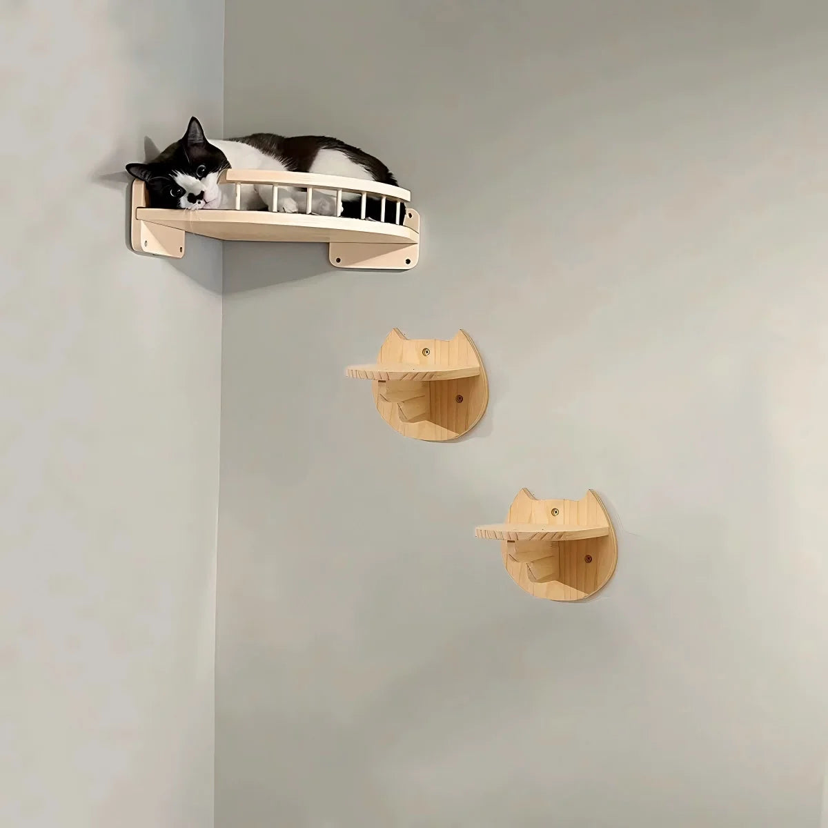 CWV Wall Mounted Corner Hammock With Steps Cat Tree Set