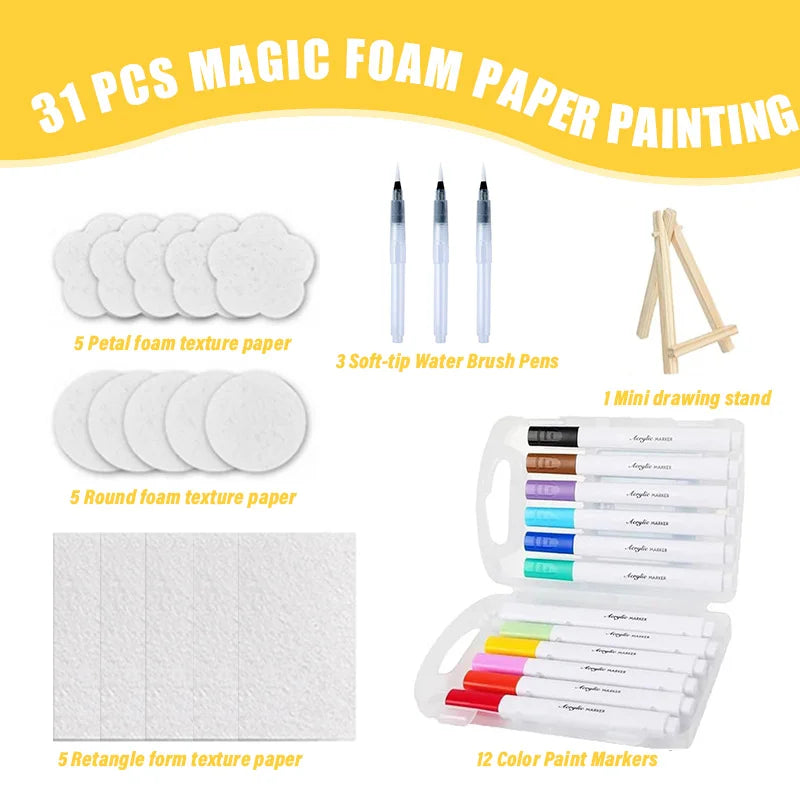 3D Magic Foam Texture Painting Kit With Acrylic Markers
