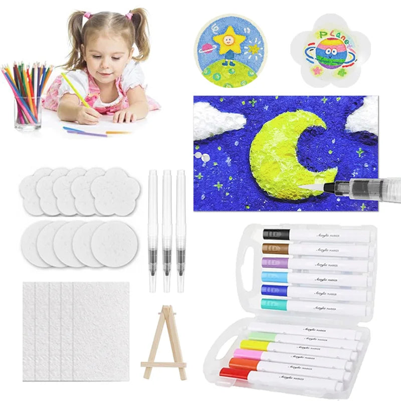 3D Magic Foam Texture Painting Kit With Acrylic Markers