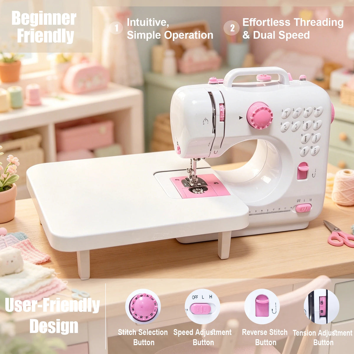 Portable Mini Electric Sewing Machine With Complete Sewing Kit