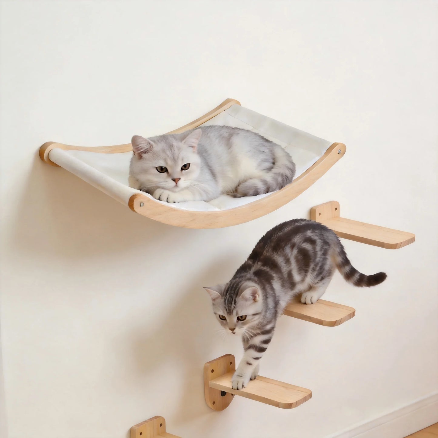 Wall Mounted Sisal Wood Cat Climbing Bridge Platform
