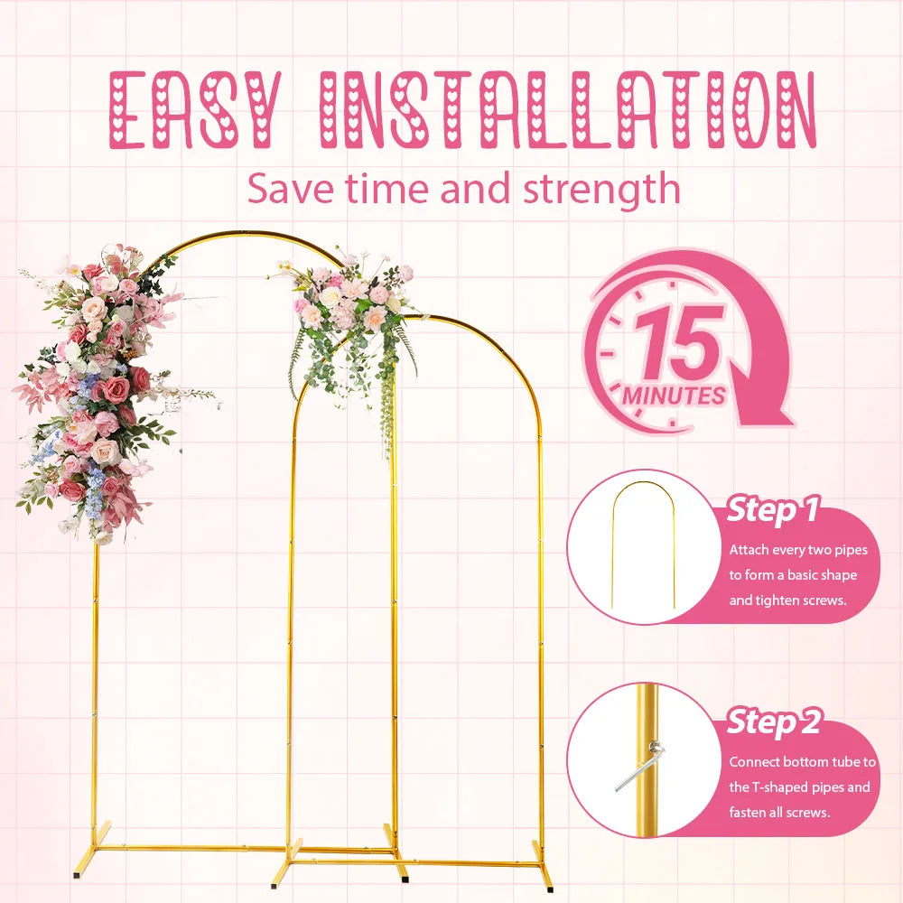 Gold Metal Wedding Arch Backdrop Stand Kit