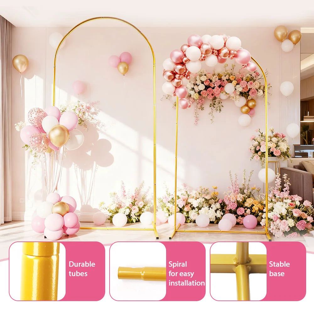 Gold Metal Wedding Arch Backdrop Stand Kit