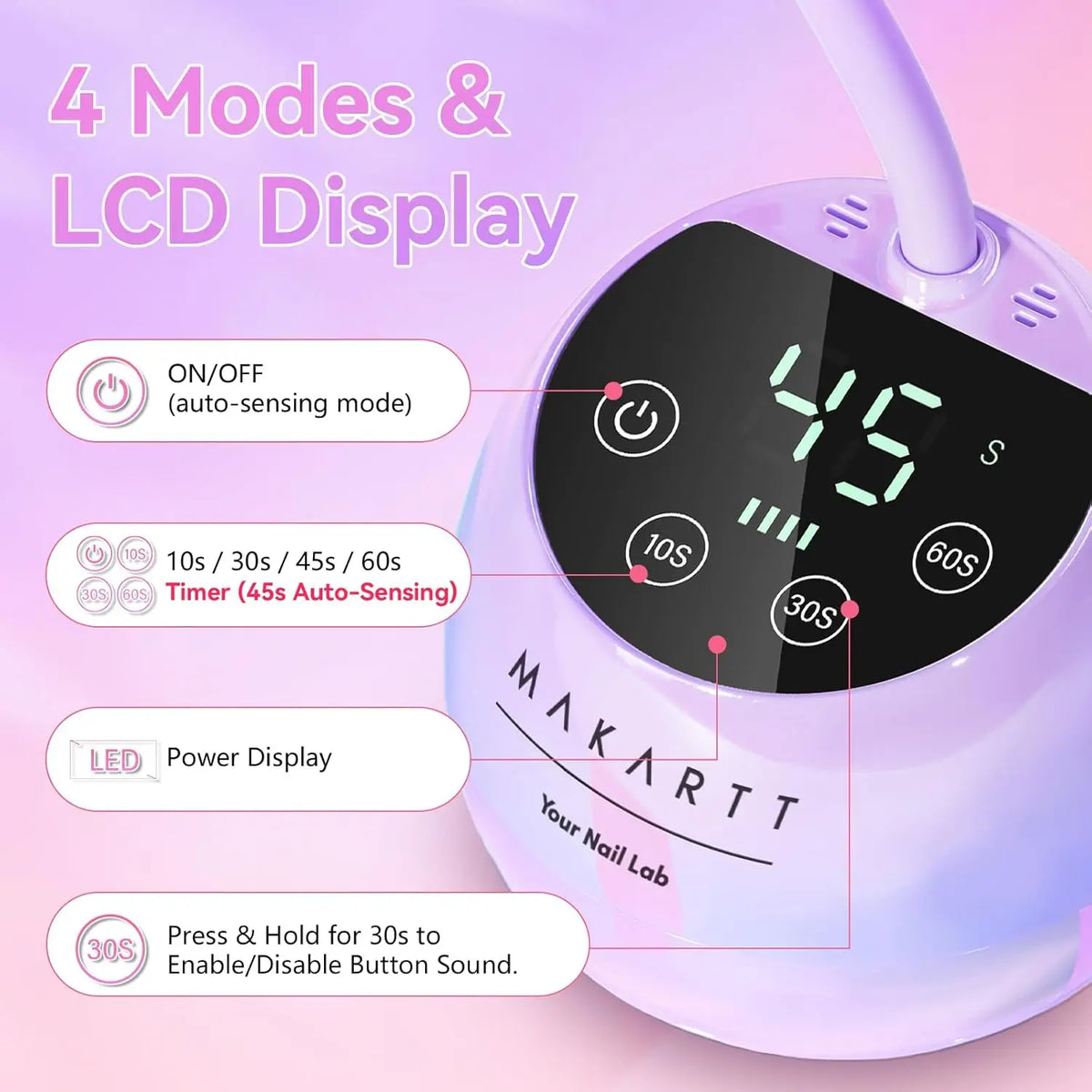 Makartt Cordless USB Gooseneck UV LED Nail Lamp With Timer