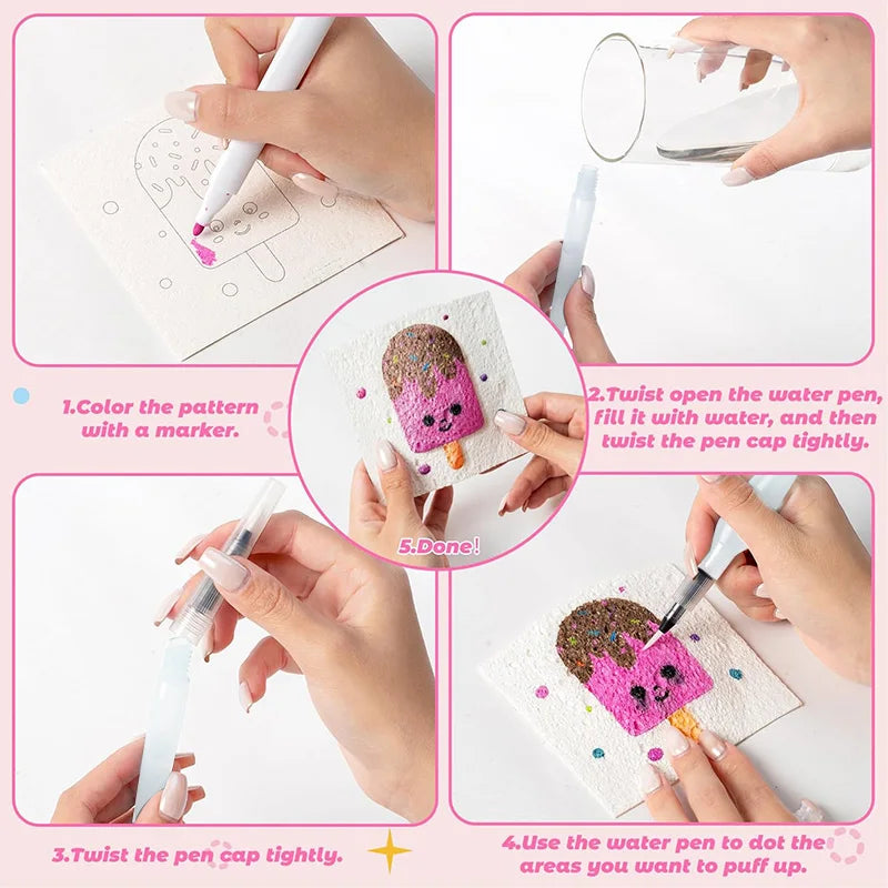 3D Magic Foam Texture Painting Kit With Acrylic Markers