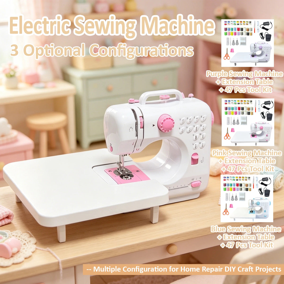 Portable Mini Electric Sewing Machine With Complete Sewing Kit