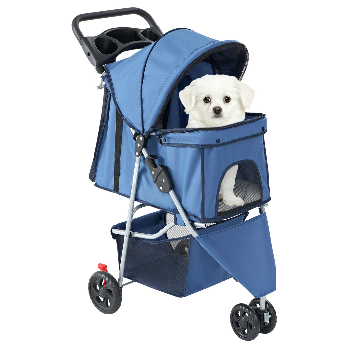 DUMOS Foldable Pet Stroller With Mesh Windows And Basket