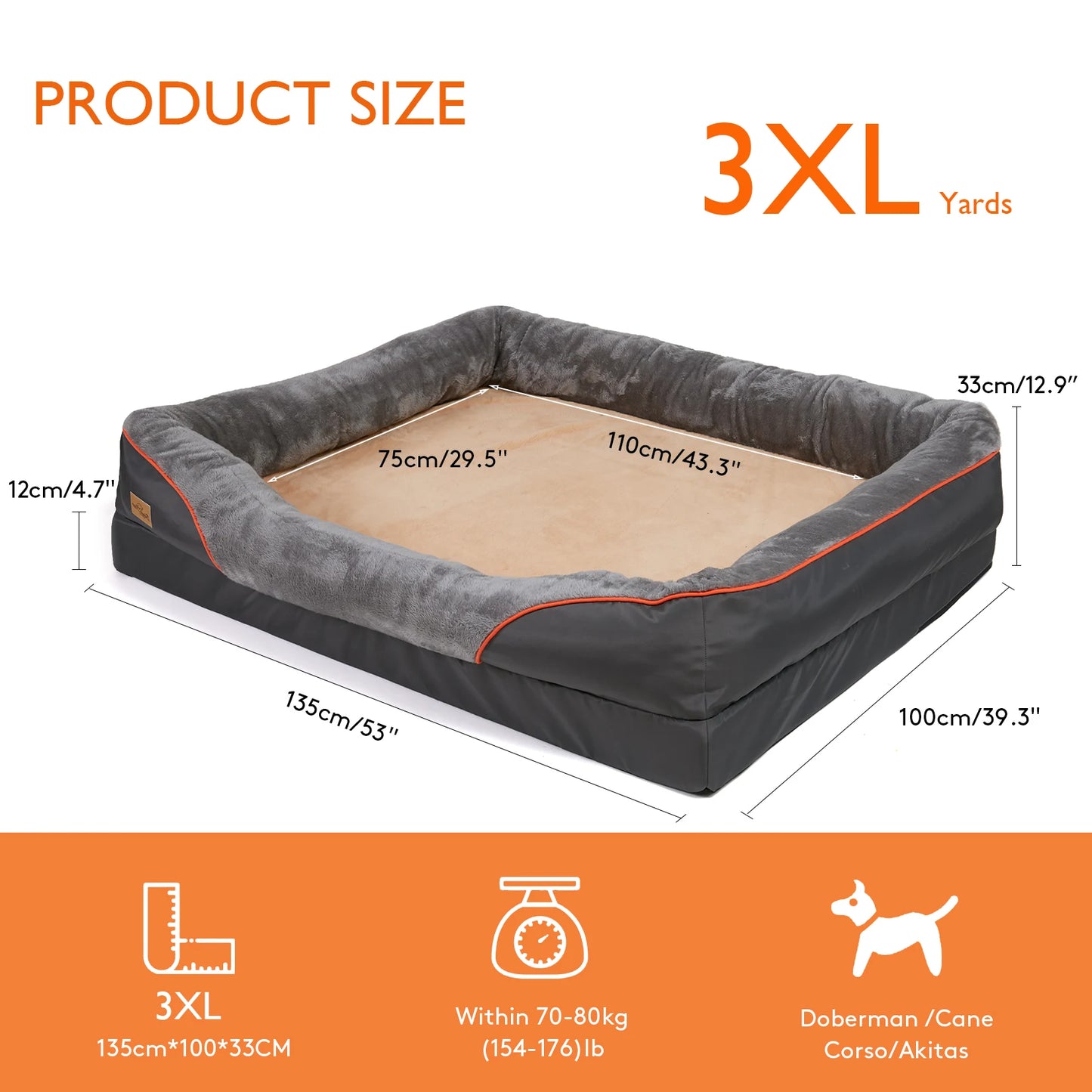 BINGOPAW Dog Bed With Removable Washable Cover Soft Foam Comfort
