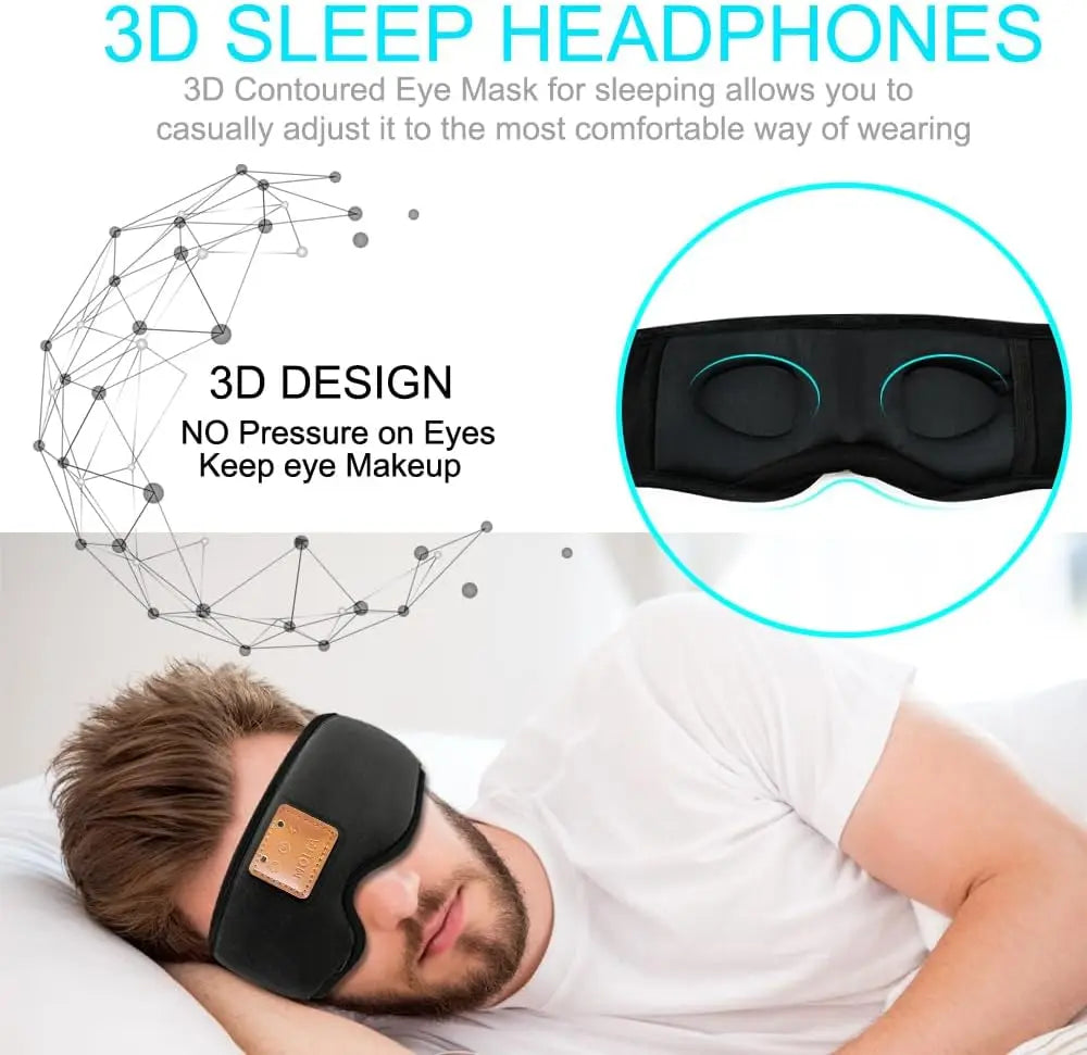 3D Sleep Mask With Built In Speakers And Bluetooth Headphones