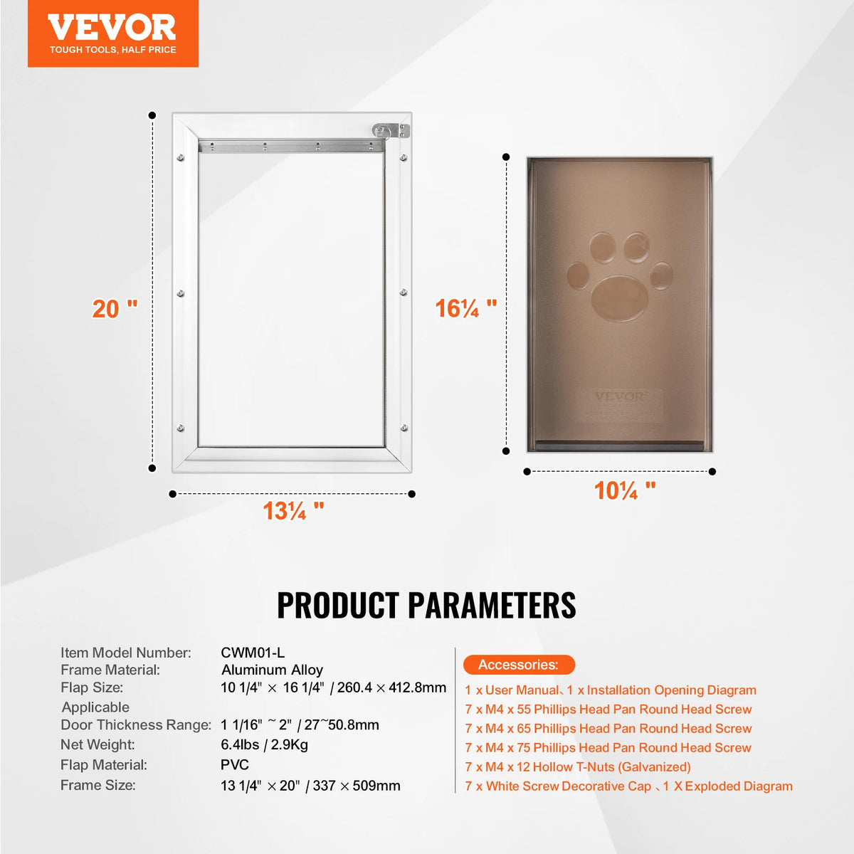 Weatherproof Aluminum Frame Pet Door With Lock And Flap