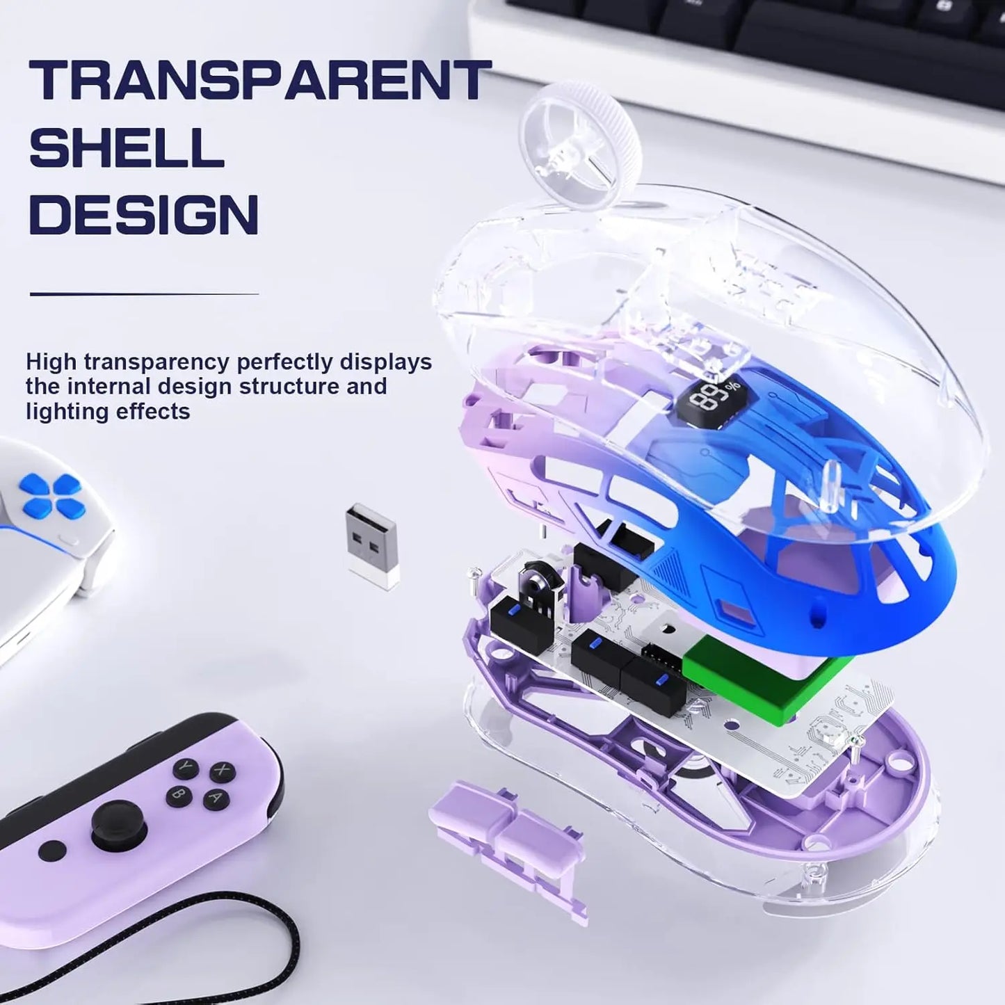 Attack Shark A2 Bluetooth Wireless Gaming Mouse RGB Digital Screen