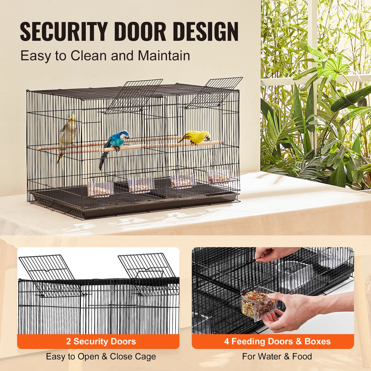 SucceBuy Stackable Divided Bird Cage With Travel Handle And Perch