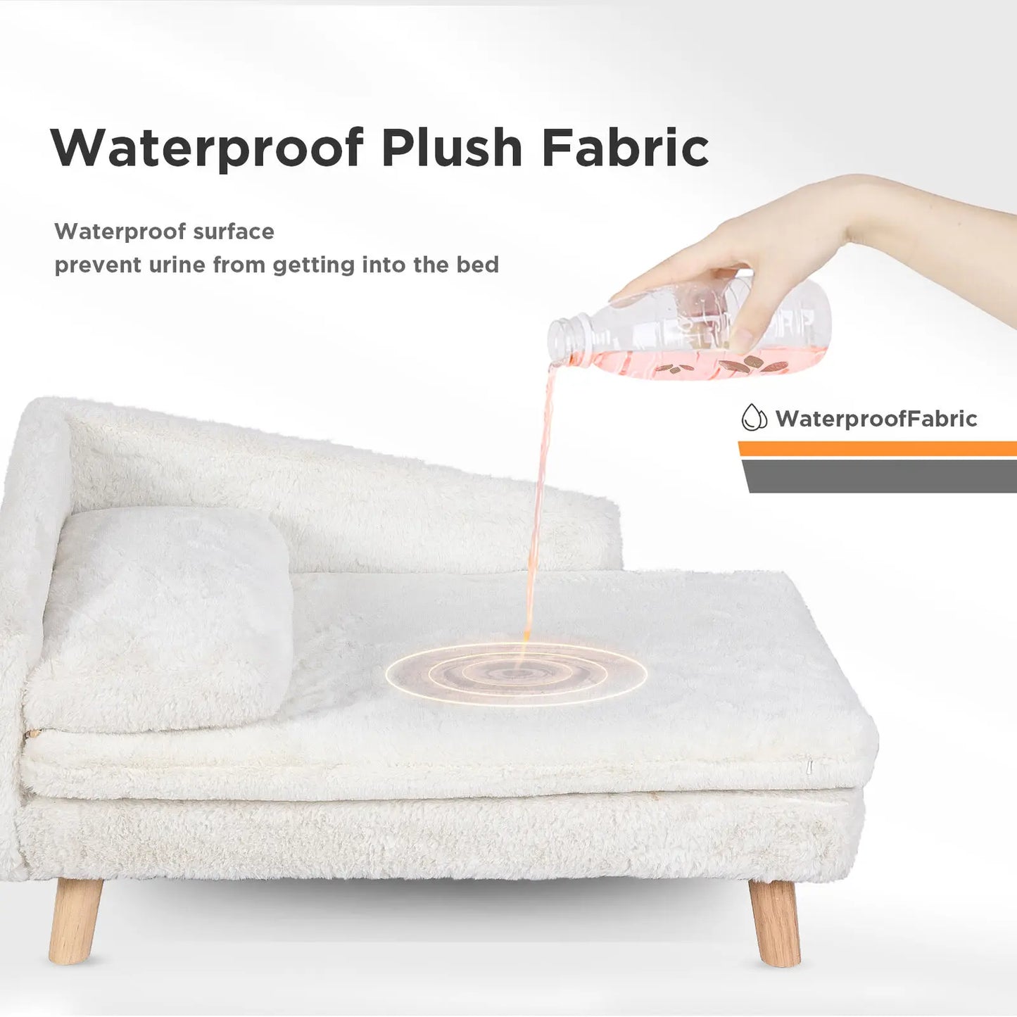 Plush L Shape Pet Sofa With Solid Wood Legs Indoors