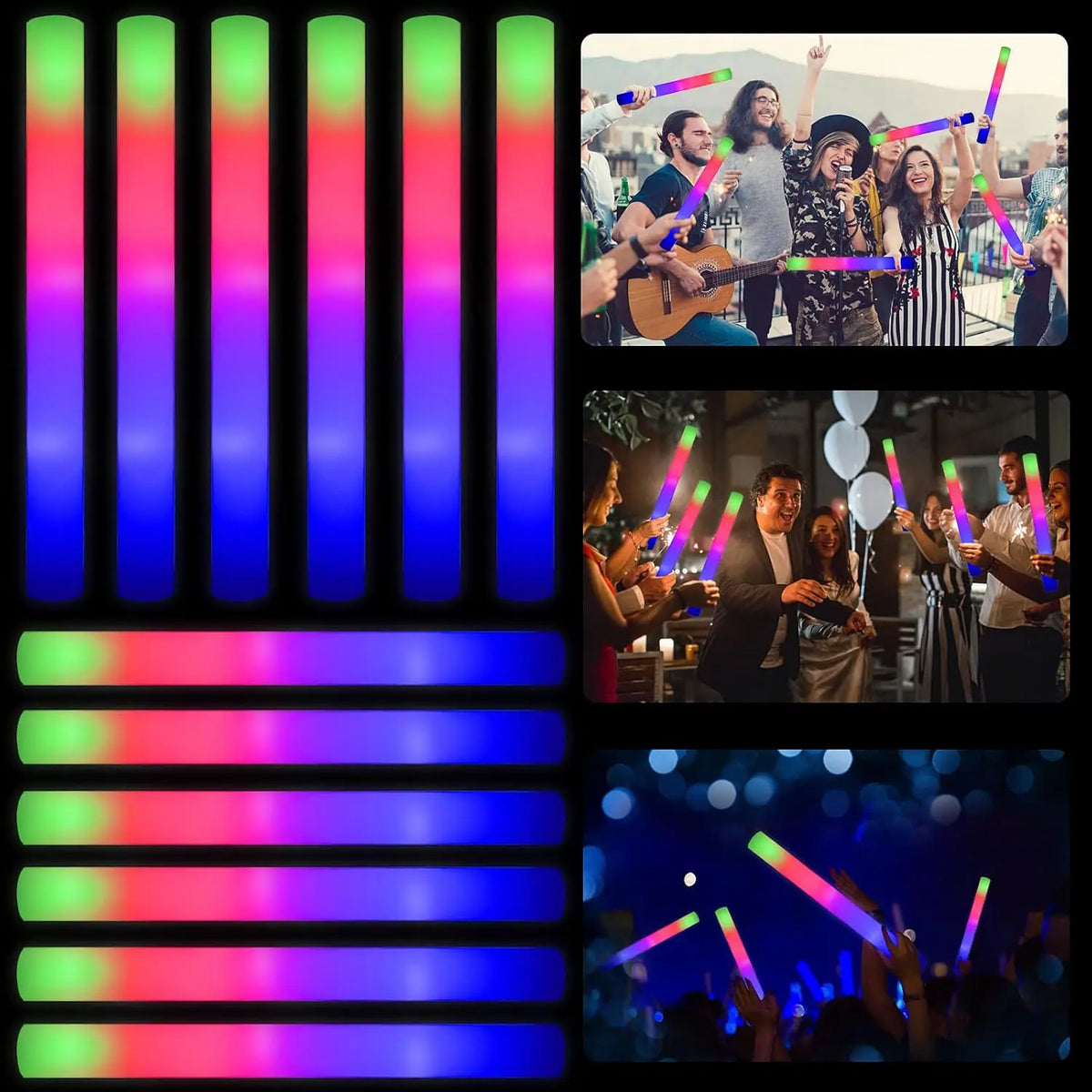 LED Foam Glow Sticks With Three Flashing Modes For Parties
