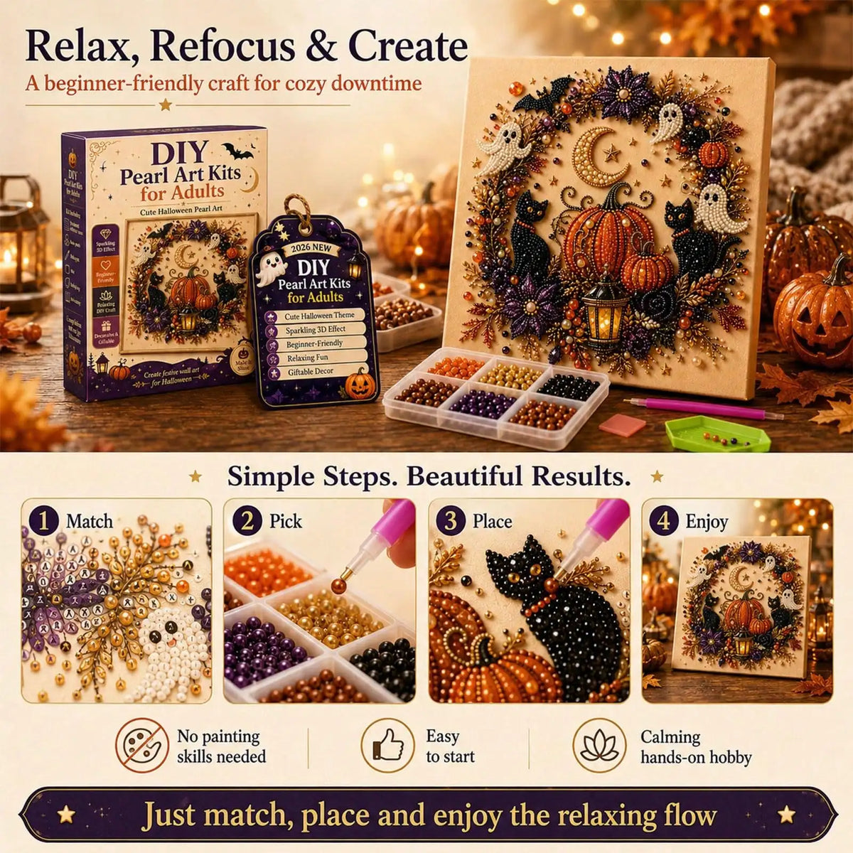 Halloween Ghost Pearl 3D Diamond Painting DIY Craft Kit Decor