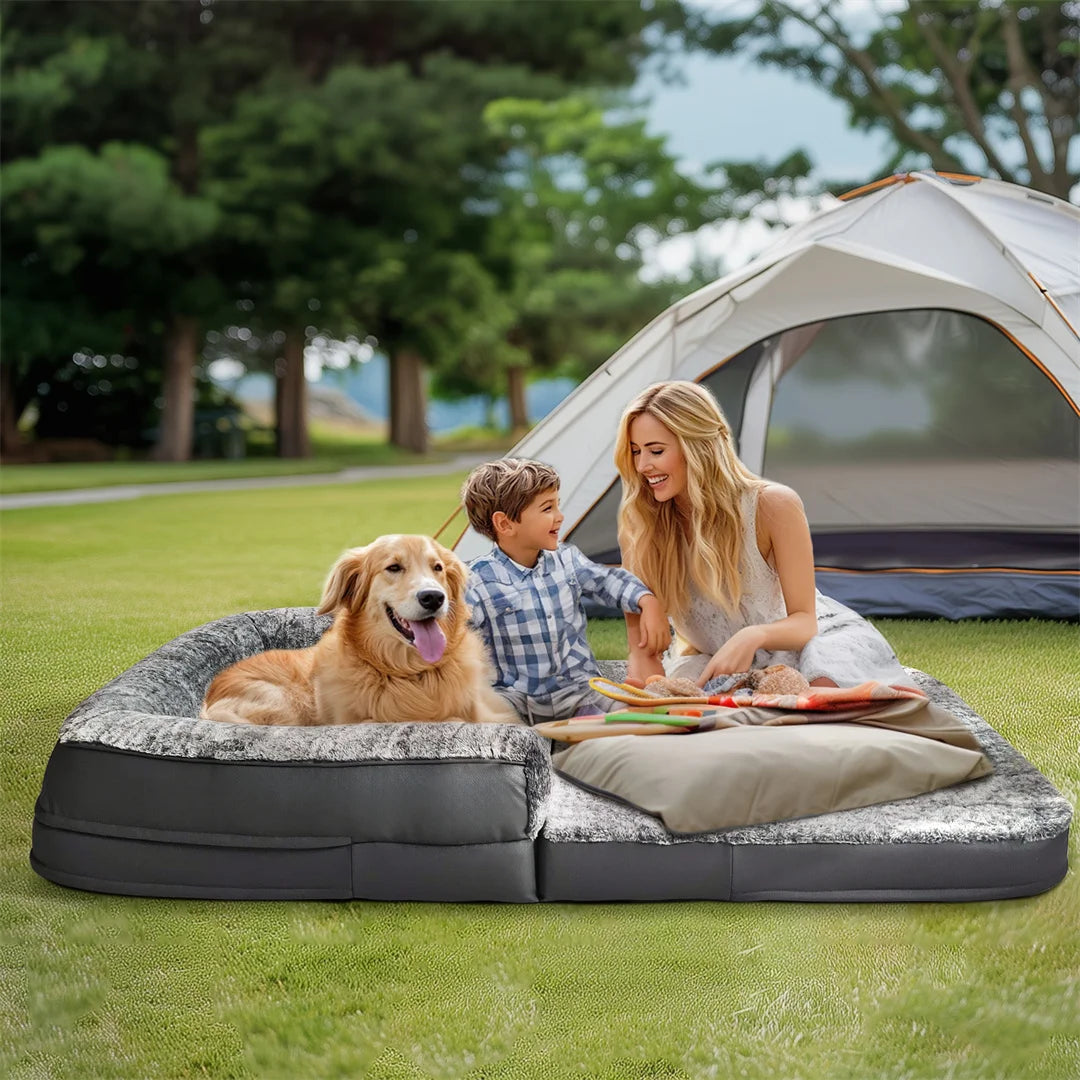 BINGOPAW Orthopedic Dog Bed With Removable Plush Cover Foldable