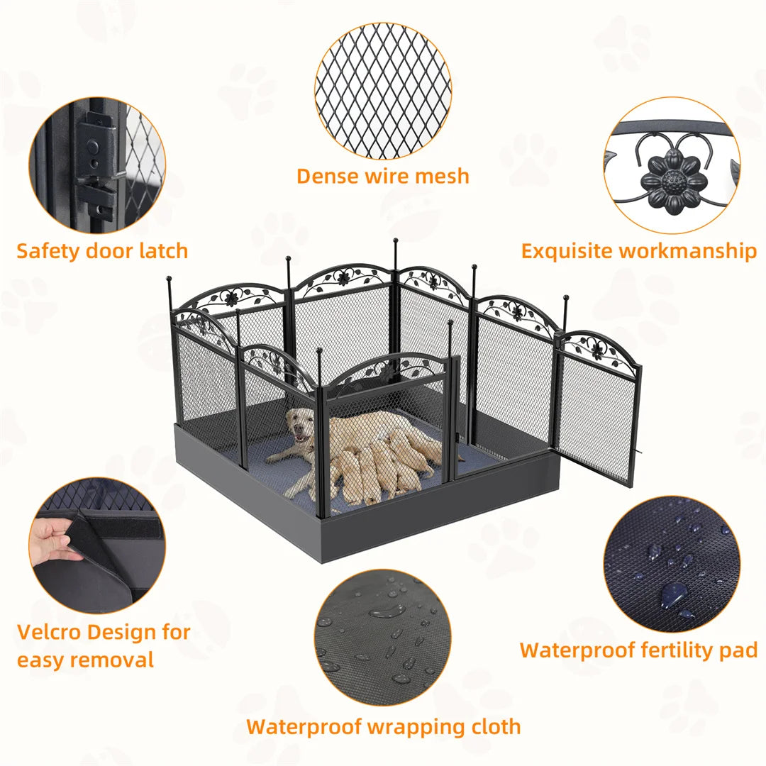 Bingopaw Heavy Duty Metal Dog Playpen Indoor Outdoor Pet Fence