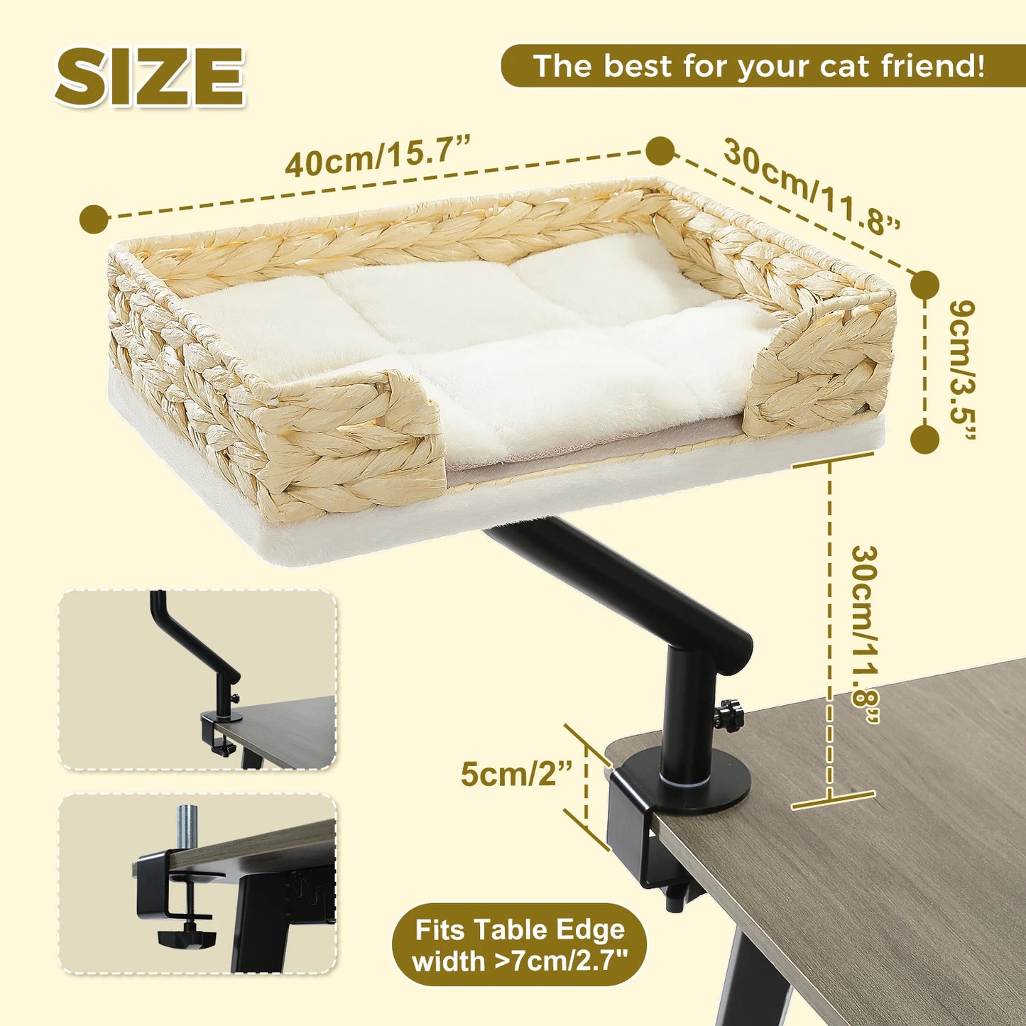 PAWZ Road Rotatable Cat Desk Hammock With Plush Cushion