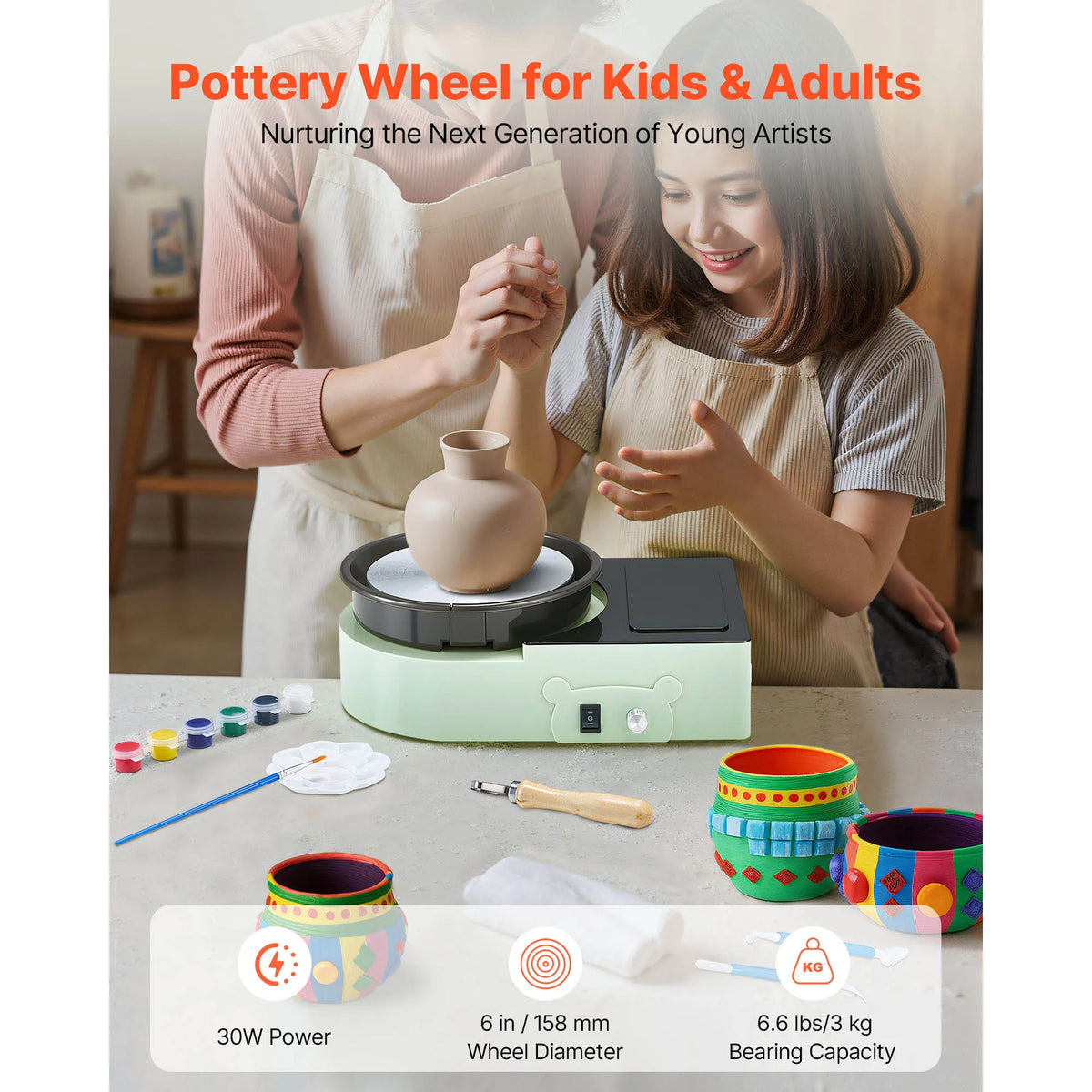 SucceBuy Mini Pottery Wheel Electric Clay Turntable Adjustable Speed