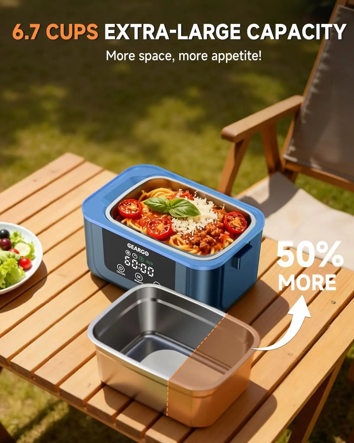 Cordless Heated Lunch Box With Self Heating and Ice Box