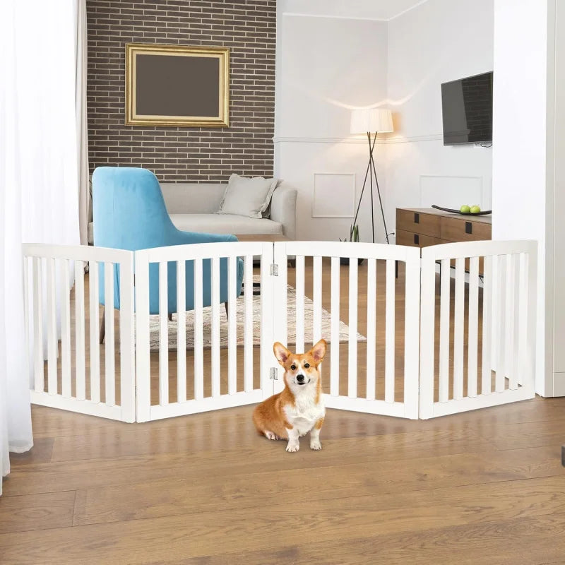 Wooden Pet Gate Four Panel Freestanding Z Shape For Entryways