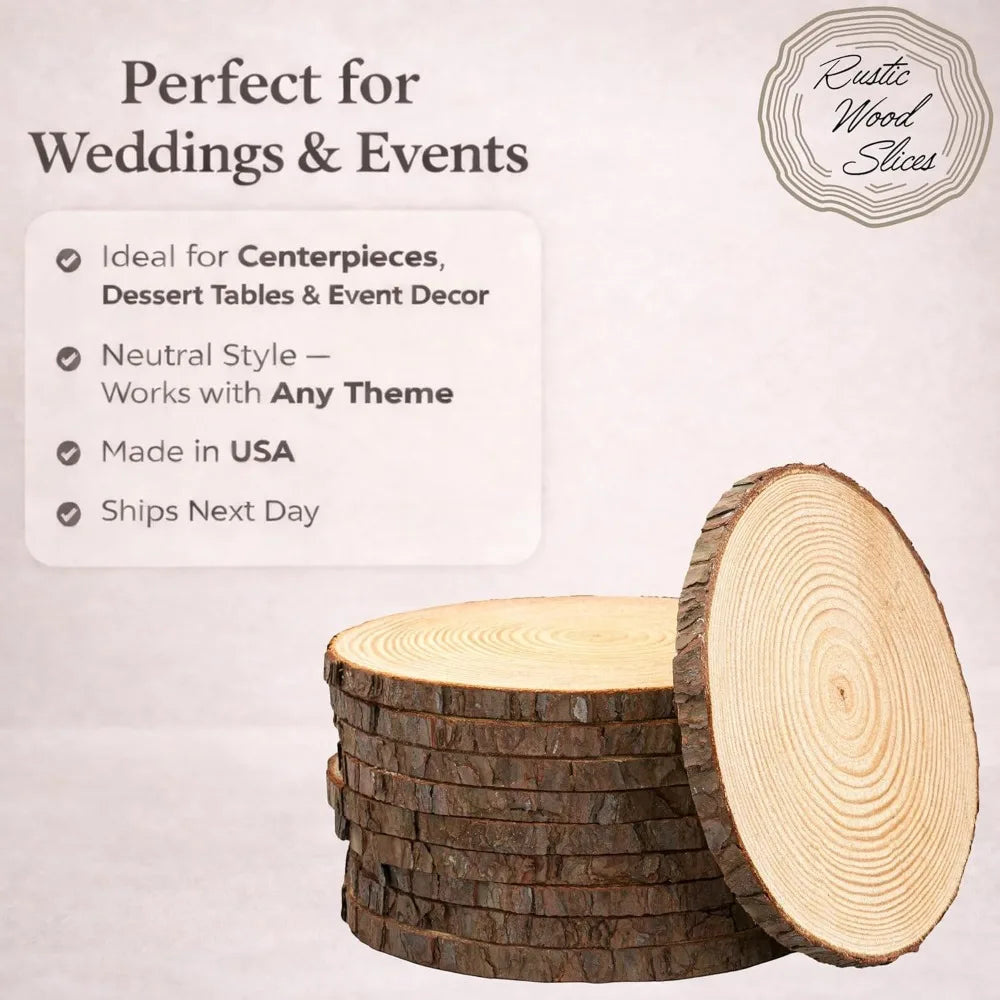 Natural Unfinished Wood Slices For Centerpieces And Craft Decor