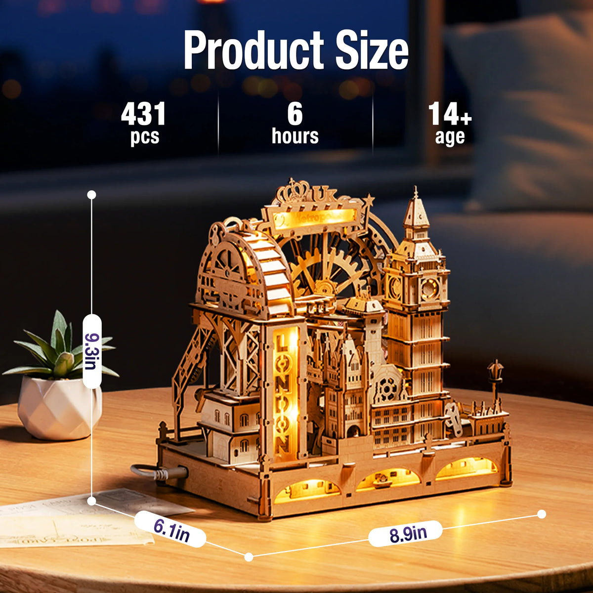 Robotime London City 3D Wooden Marble Run Mechanical Puzzle Kit