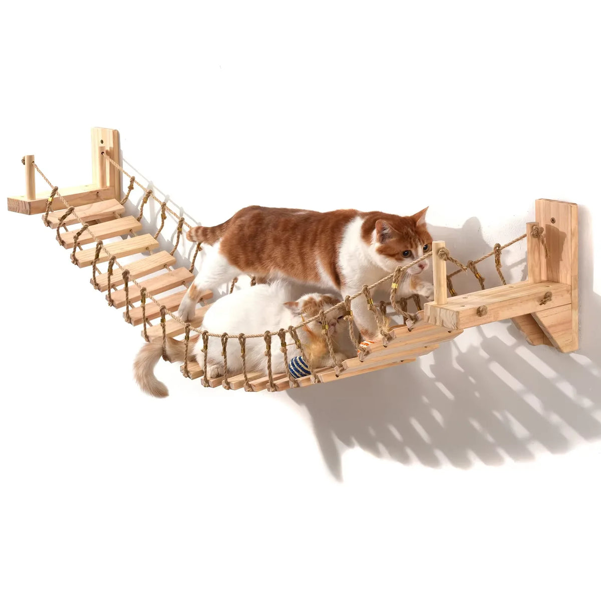 Wall Mounted Sisal Wood Cat Climbing Bridge Platform