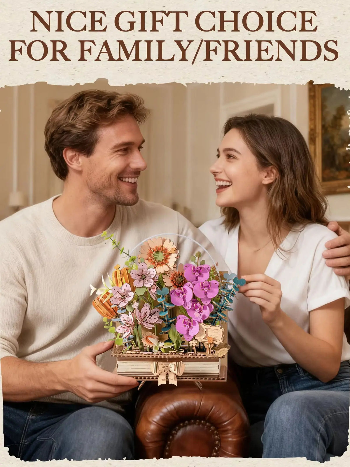Rolife 3D Puzzle Wooden Blooming Book DIY Flower Bouquet