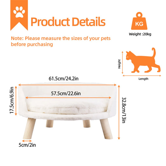 BINGOPAW Raised Pet Sofa Bed With Removable Cushion For Cats