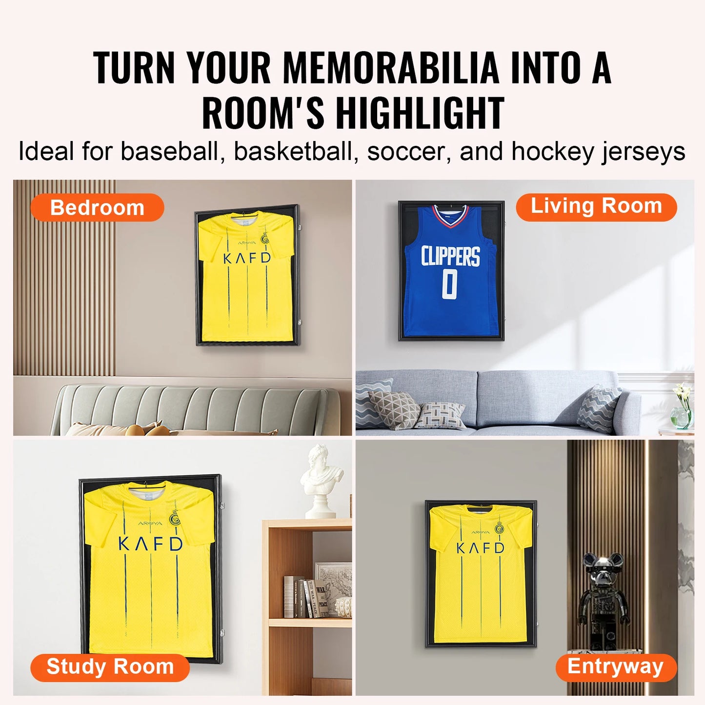 SucceBuy Lockable Jersey Sports Card Display Shadow Box