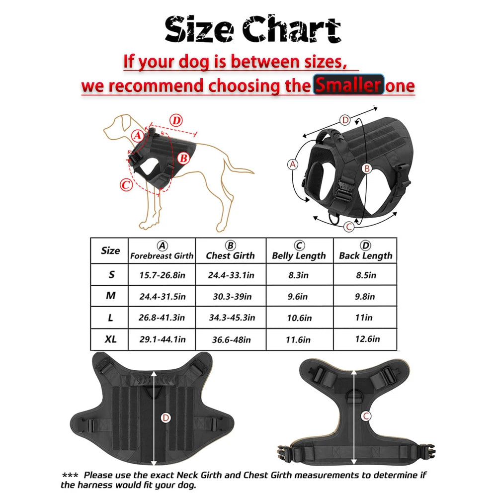 Heavy Duty Tactical Nylon Dog Harness With Molle Pouches