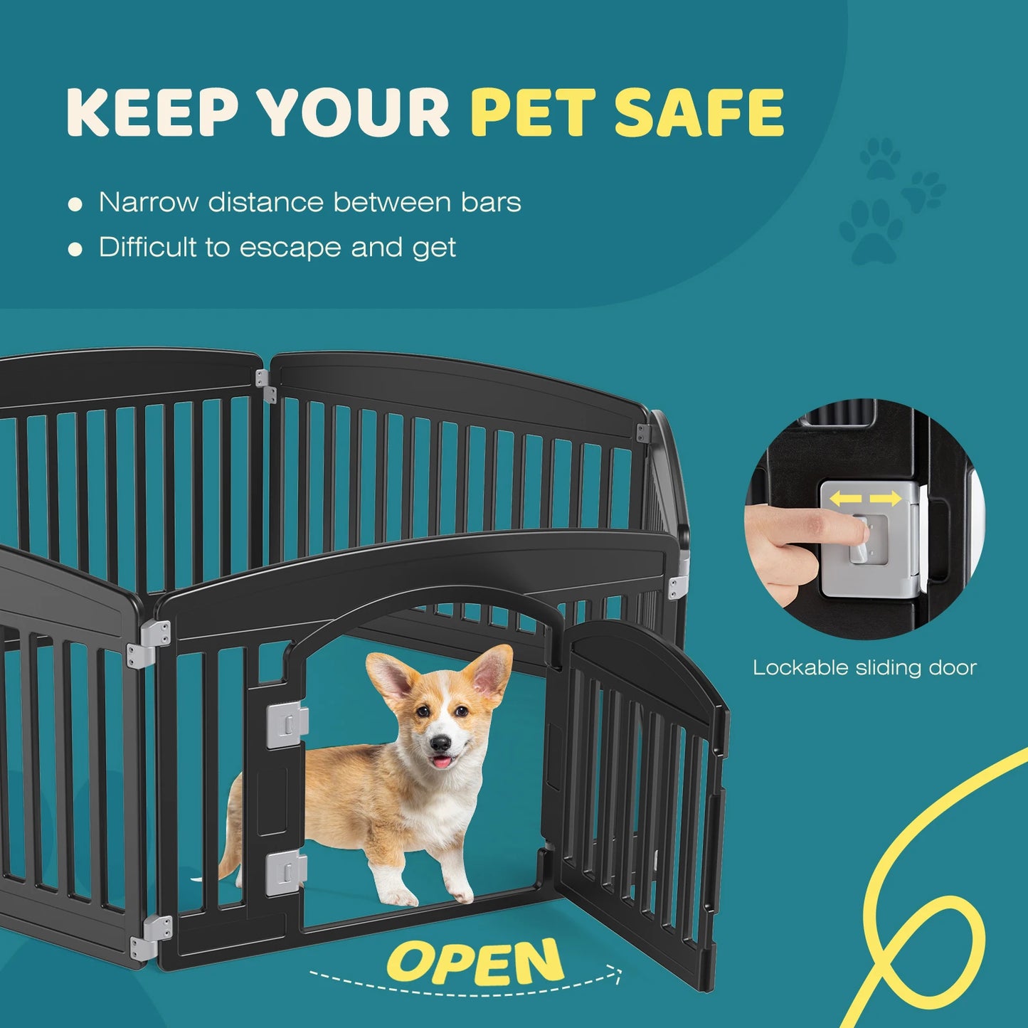 JHK Expandable Plastic Dog Playpen For Small And Medium Dogs