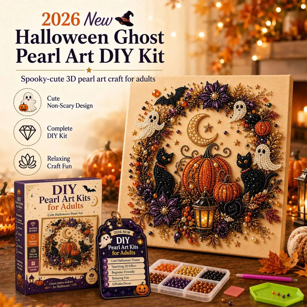 Halloween Ghost Pearl 3D Diamond Painting DIY Craft Kit Decor