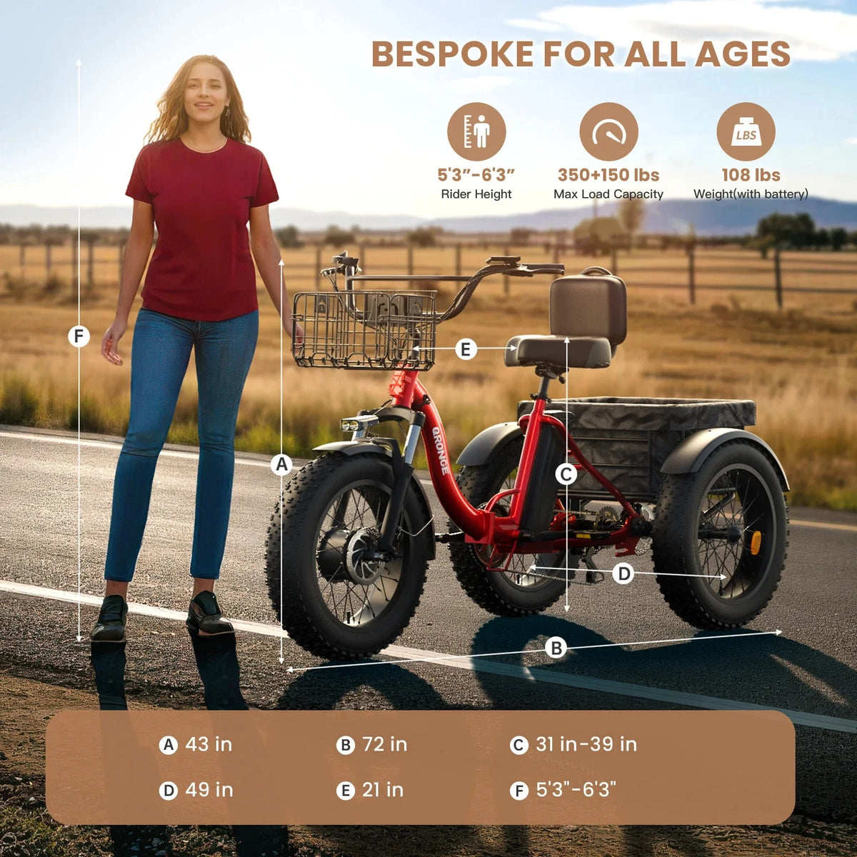 QRONGE Folding Electric Tricycle Built For Comfortable Riding