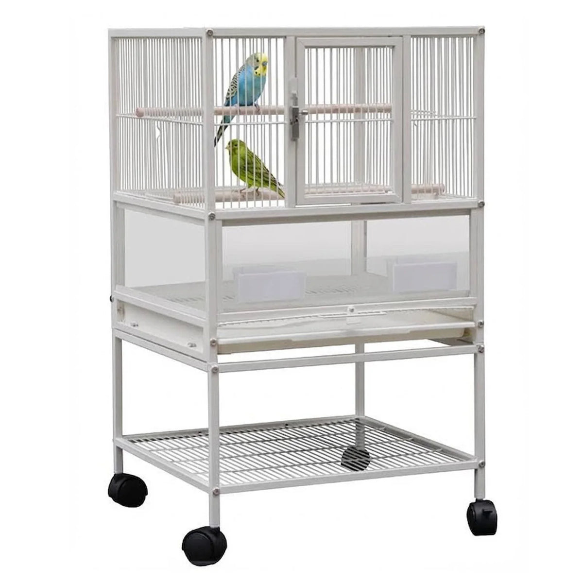 HiMISS Bird Cage With Stand Wheels And Detachable Storage Shelf