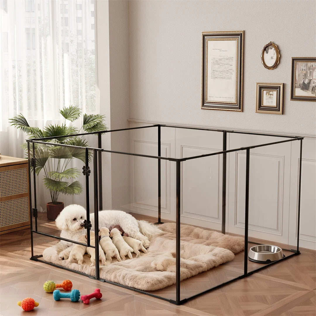 Bingopaw Acrylic Dog Playpen Indoor Pet Exercise Fence Whelping Pen