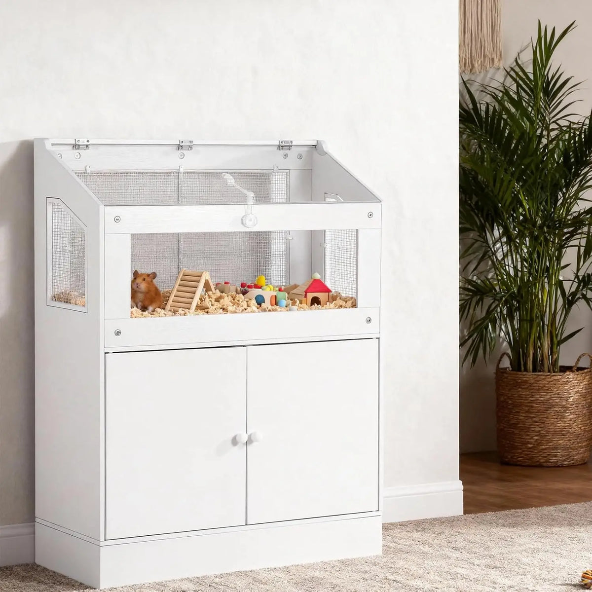 HiMISS Acrylic Small Animal Cage With Storage Cabinet