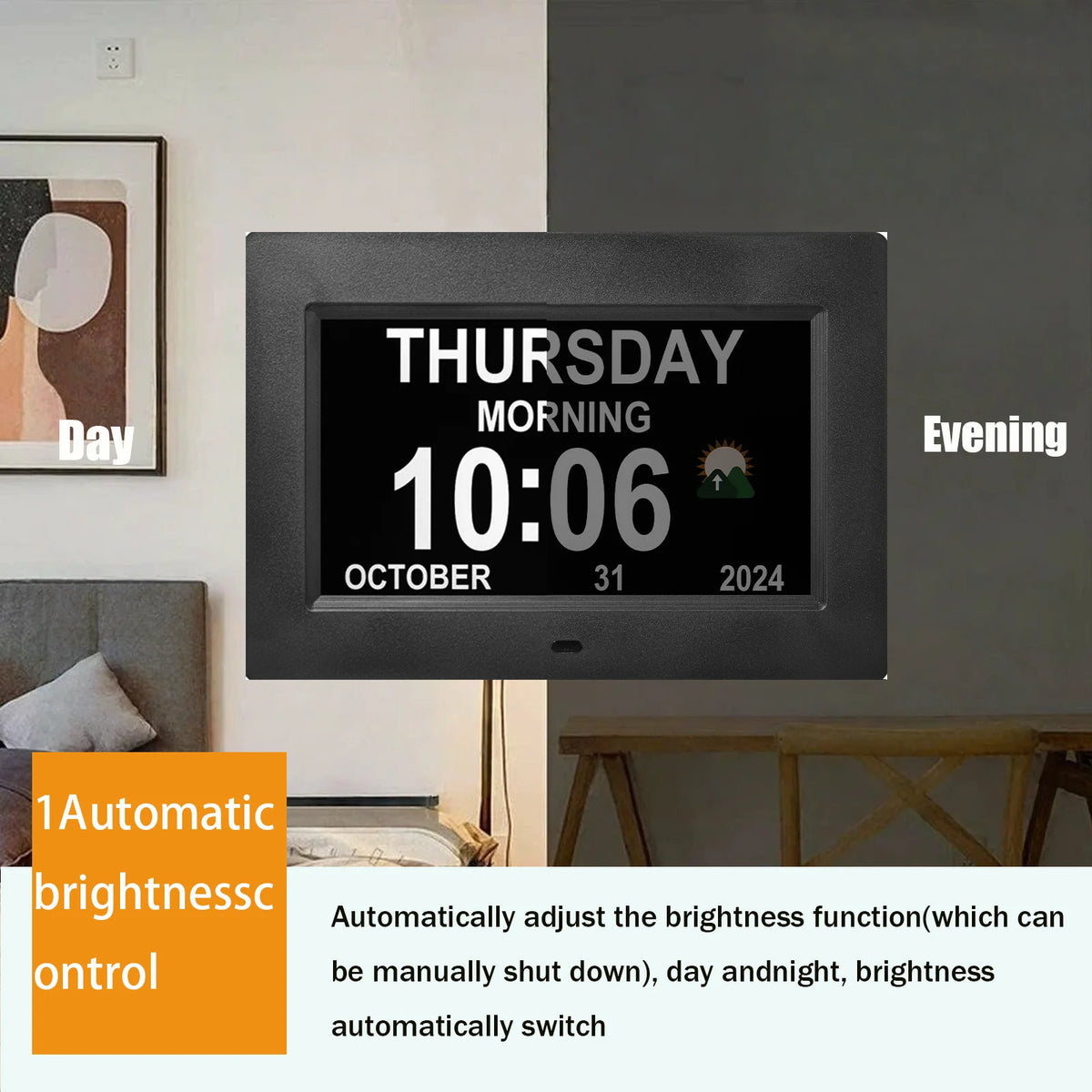 Digital Dementia Clock for Seniors with Day Date and Alarms
