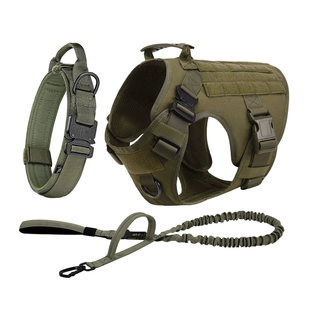 Heavy Duty Tactical Nylon Dog Harness With Molle Pouches